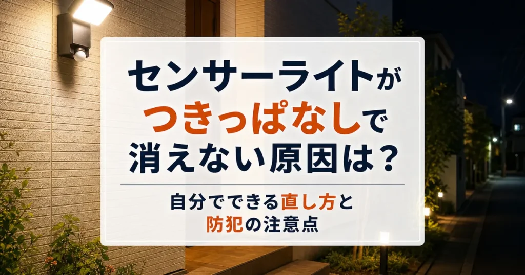 センサーライトがつきっぱなしで消えない原因は？自分でできる直し方と防犯の注意点